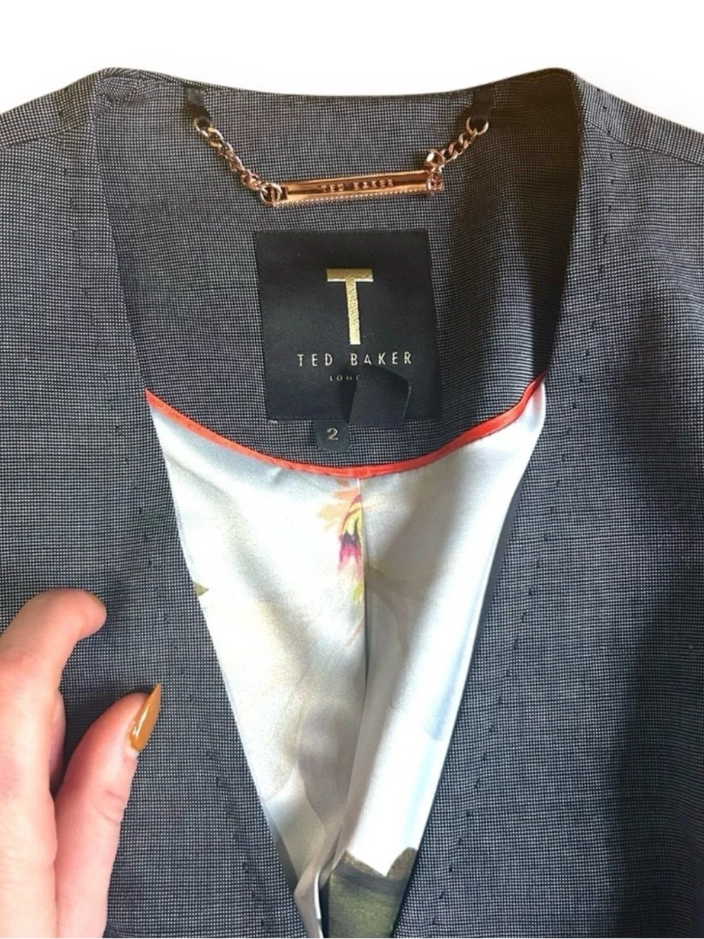 Ted Baker Women's Blazer Two Tone Gray Size 4 Business Casual